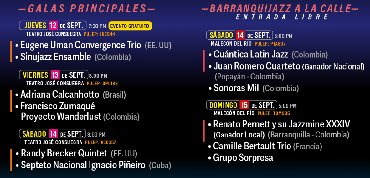 Barranquijazz 2024 calendar