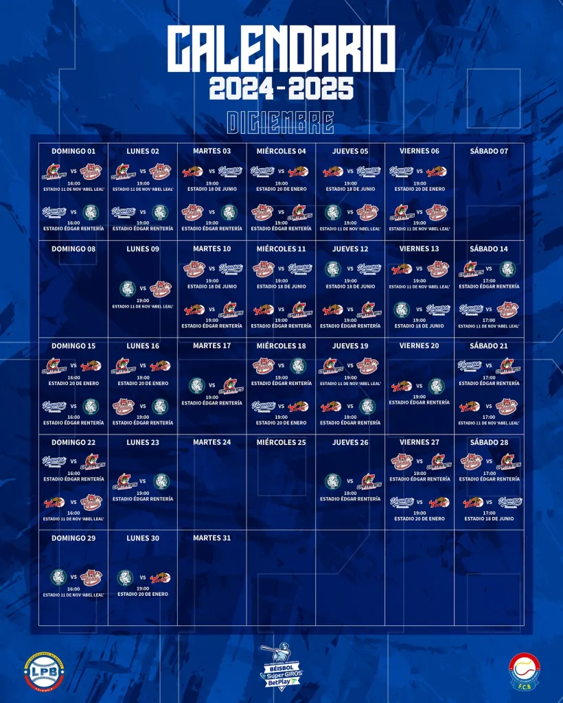 Colombian Baseball Season 2024-2025 December